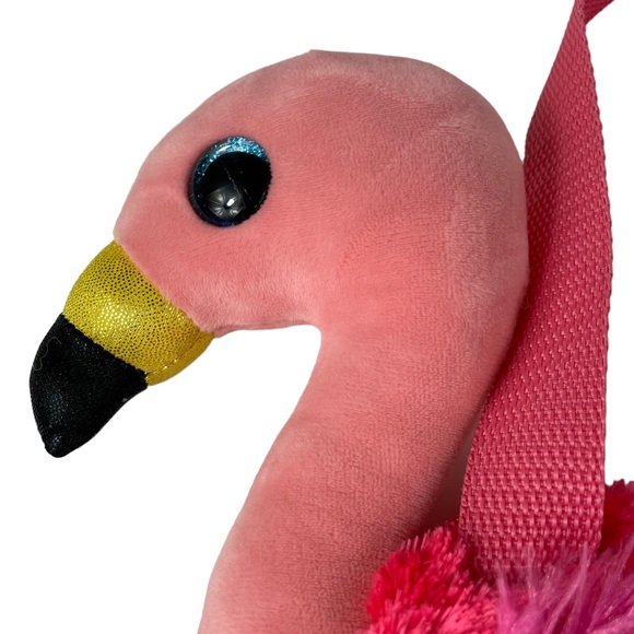 TY Gilda Flamingo Pink Plush Purse Shoulder-bag Groovy Inside Zipper Kitsch 10” - Picture 15 of 15